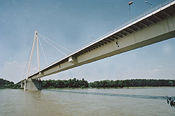 Cable stayed bridge at Hainburg
