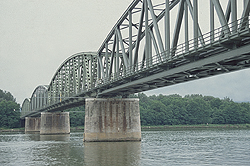 View of the bridge with the river piers