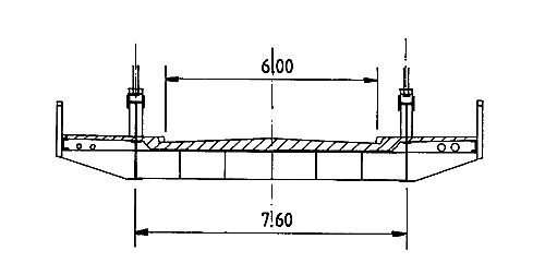 Cross section C-C of the suspended steel structure