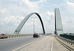 The highway approaching through the bridge