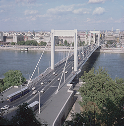 The view of Erzsébet Bridge from the Gellért Monument