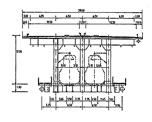 Cross section of the river bridge 