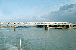 The river structure of the highway bridge