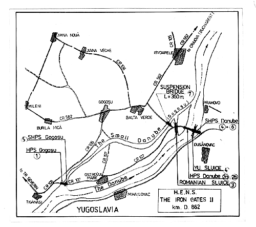 General plan of the highway bridges on the Iron Gate II and their surrounding